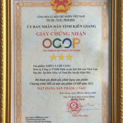 Chứng Nhận OCOP Khô Cá Chỉ Vàng